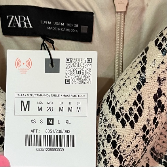 ZARA Animal Print Snakeskin Faux Suede Mini Dress Black & Ecru Size Medium‎ - Picture 12 of 13